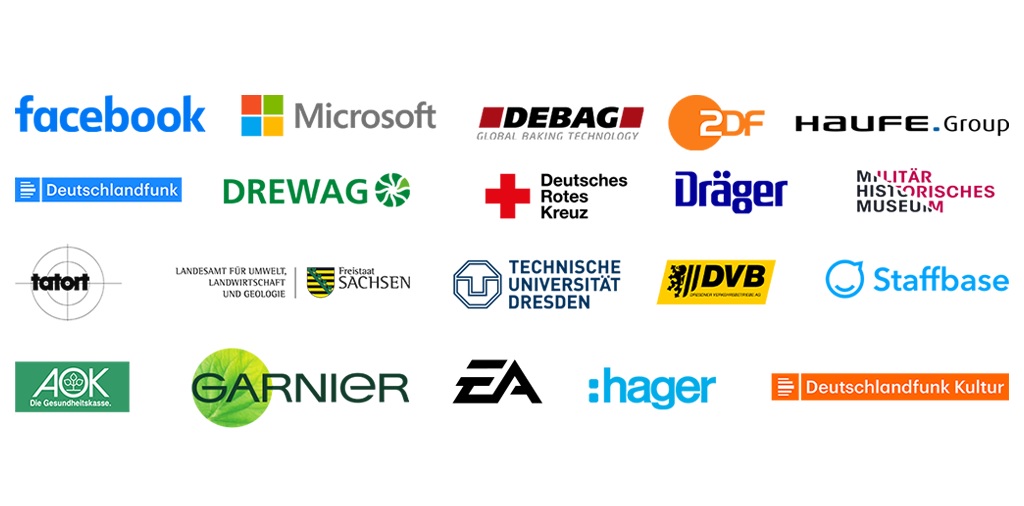 c90 Studio - unsere Kunden: ZDF, Facebook, Microsoft, Deutschlandfunk, AOK, Haufe.Group, Dräger